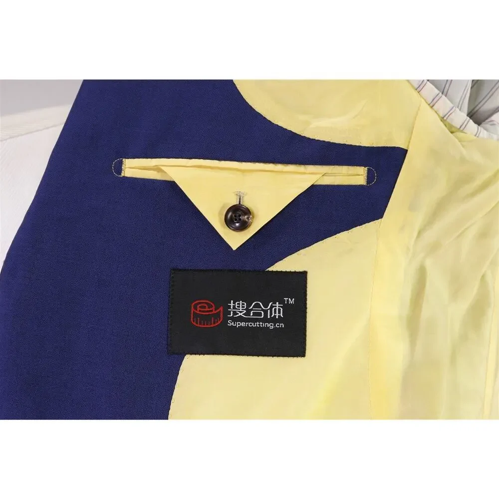 Custom Tailored Bespoke Current Royal Blue 2-Btn Peak Lapel Slim Wool Suit 36S